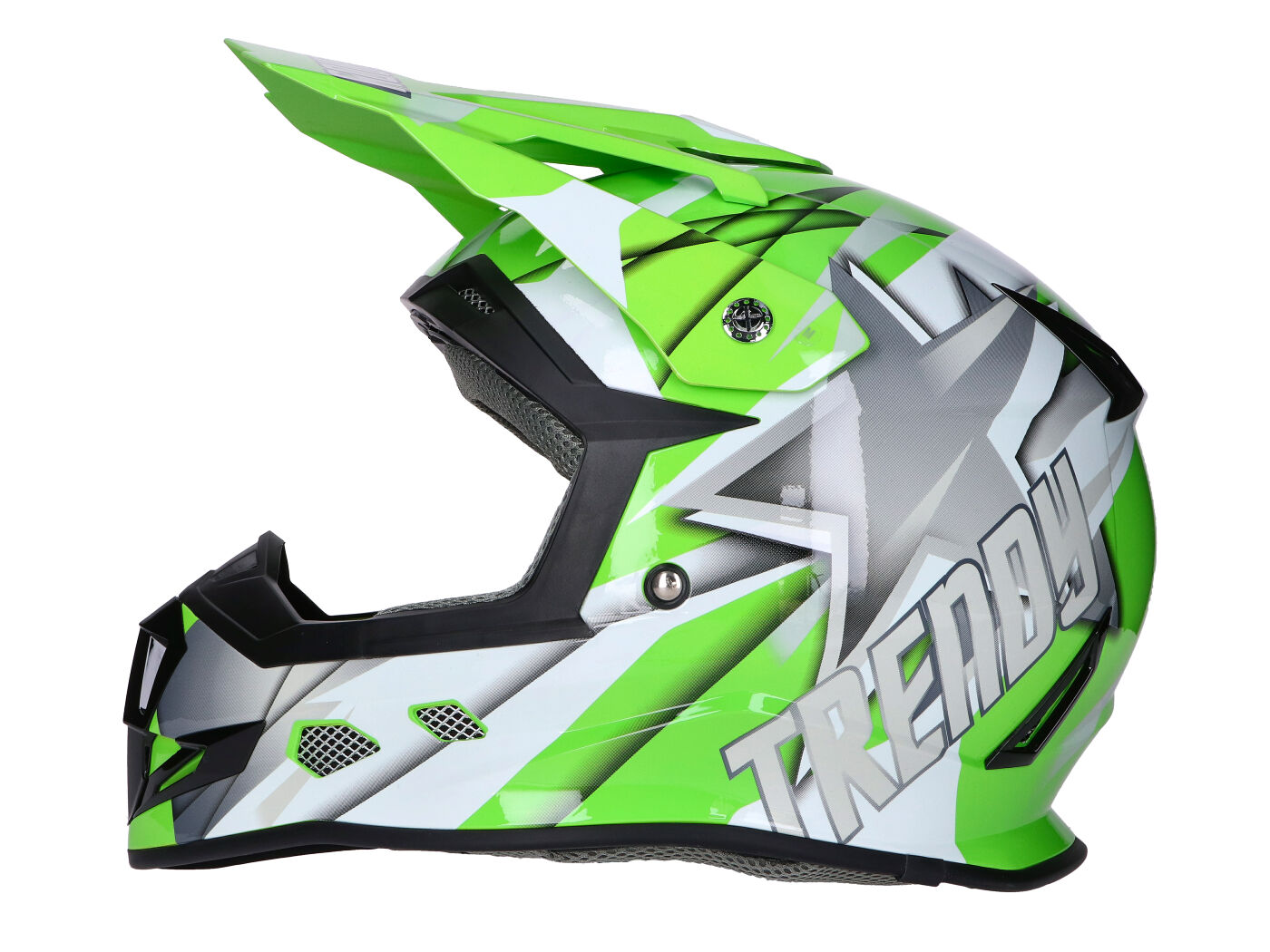 Motocross Helm Trendy T-902 weiß/grün - Größe L