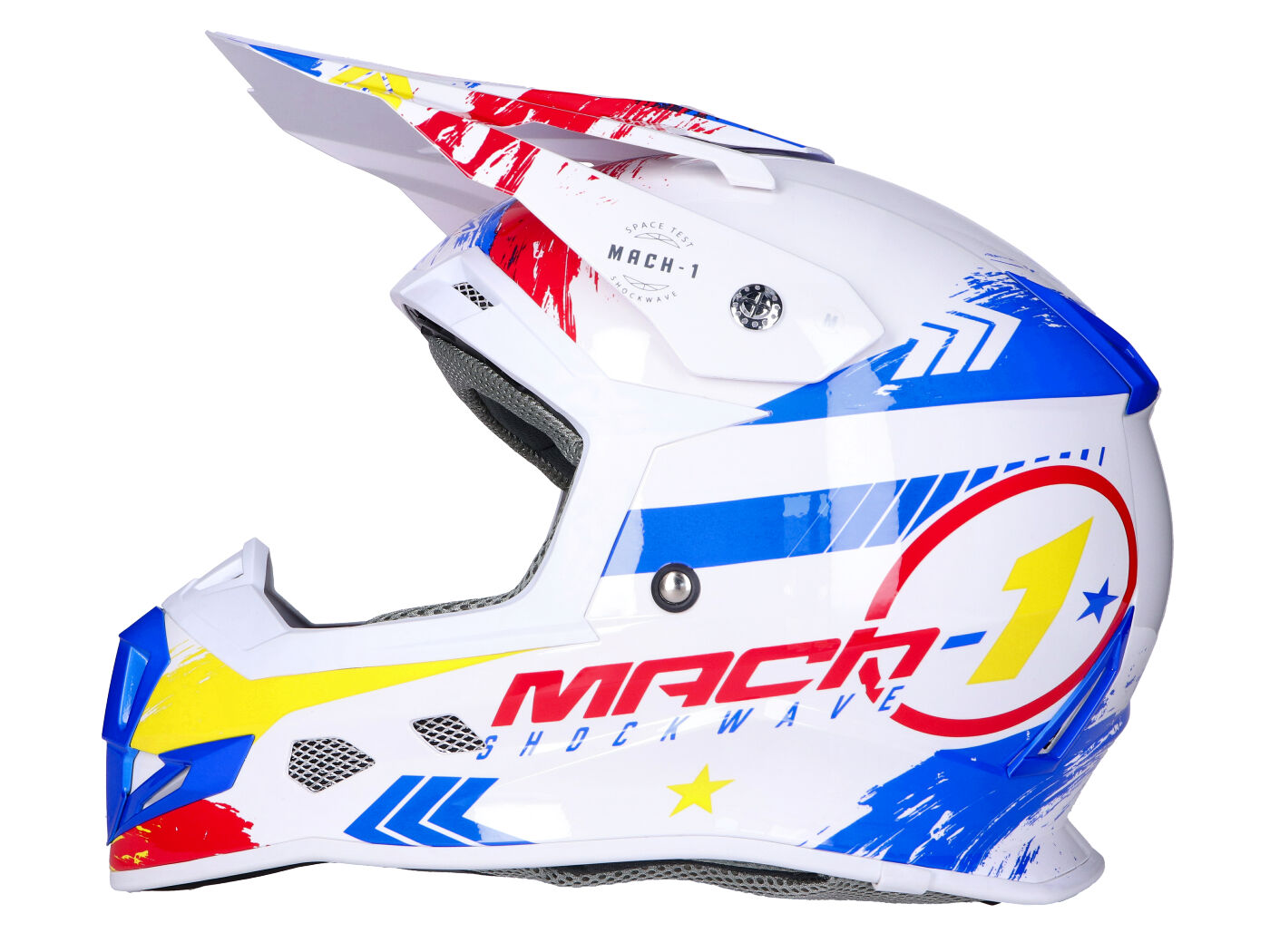 Motocross Helm Trendy T-902 M weiß/blau/rot