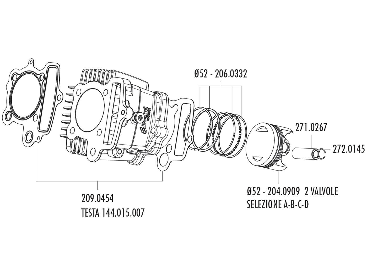 Dichtungssatz Zylinderkopf Polini 87ccm für Honda XR 50, Polini XP4T 5