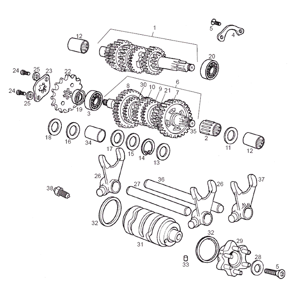 Motor - Getriebe für Aprilia RS4 50 14-17 (D50B) ZD4TK0008 / ZD4TK0000 / ZD4VX