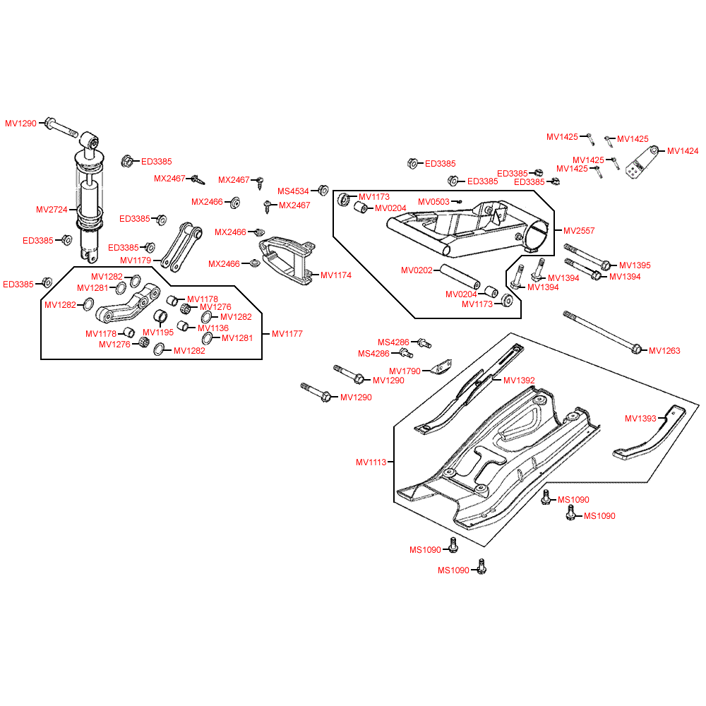 F18 Schwinge und Federbein hinten