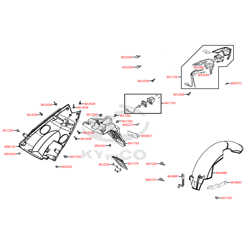 F18 Rücklicht, Kennzeichenbeleuchtung & hintere Radabdeckung